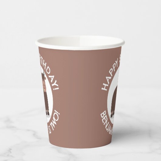 おもしろい幸せなパーソナライズされたヤクの誕生日 紙コップ (左)