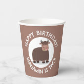 おもしろい幸せなパーソナライズされたヤクの誕生日 紙コップ (正面)