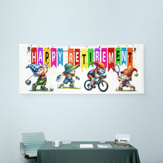 おもしろい幸福な退職 横断幕 (トレードショー)