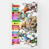 おもしろい幸福な退職 横断幕 (縦)