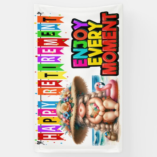 おもしろい幸福な退職 横断幕 (縦)