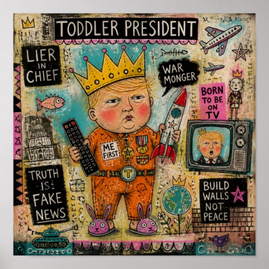 おもしろい幼児大統領コラージュ ポスター (正面)