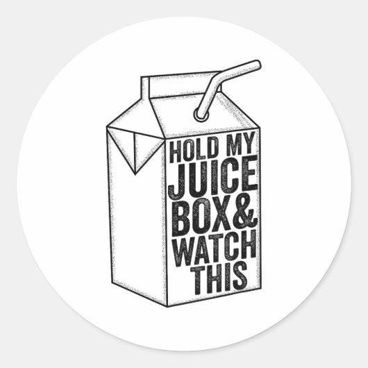 おもしろい幼児 私のジュースボックスを持って この少年を見て ラウンドシール (正面)