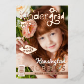 おもしろい幼稚園フォトマガジンカバーグラードパーティー 箔招待状 (正面)