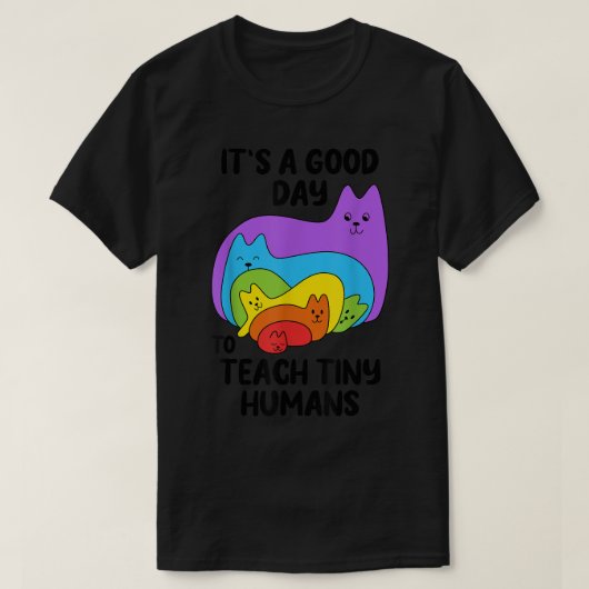 おもしろい幼稚園先生教え小さな人間の虹 Tシャツ (デザイン正面)