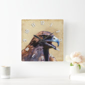 おもしろい幼若ハゲ・イーグル悪態野生動物 スクエア壁時計 (ホーム)