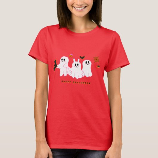 おもしろい幽霊が写真を撮る女性用Tシャツ Tシャツ (正面)