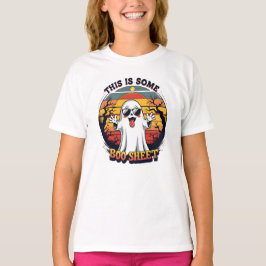 おもしろい幽霊のハロウィーンTシャツ "Boo Sheet" Tシャツ