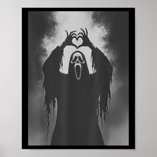 おもしろい幽霊の手のハートのサイン不気味コスチューム浅瀬 ポスター (正面)