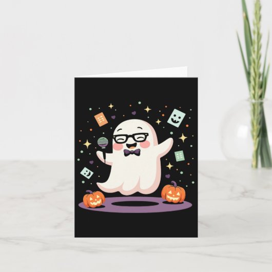 おもしろい幽霊コメディアン不気味マイクHalloween C カード (正面)
