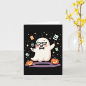 おもしろい幽霊コメディアン不気味マイクHalloween C カード (黄色い花)