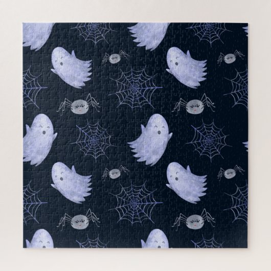 おもしろい幽霊スパイダーハロウィンパターン。 ジグソーパズル (縦)
