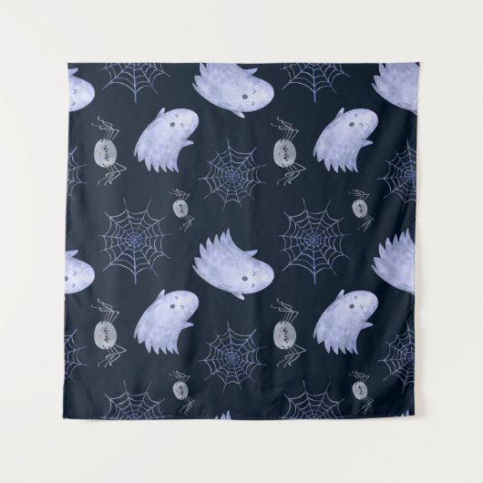 おもしろい幽霊スパイダーハロウィンパターン。 タペストリー (正面(横))
