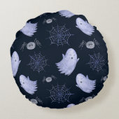 おもしろい幽霊スパイダーハロウィンパターン。 ラウンドクッション (裏面)