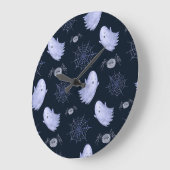 おもしろい幽霊スパイダーハロウィンパターン。 ラージ壁時計 (傾斜)