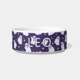 おもしろい幽霊パターンパープルハロウィン食べ物を与えの猫 ボウル