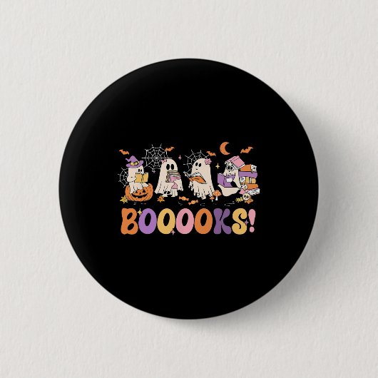 おもしろい幽霊ブック読のハロウィーンブークズ恋人T 缶バッジ (正面)