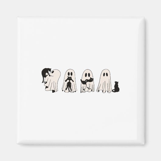 おもしろい幽霊ブラック猫のシ不気味ーズントリックまたは治療 マグネット (正面)