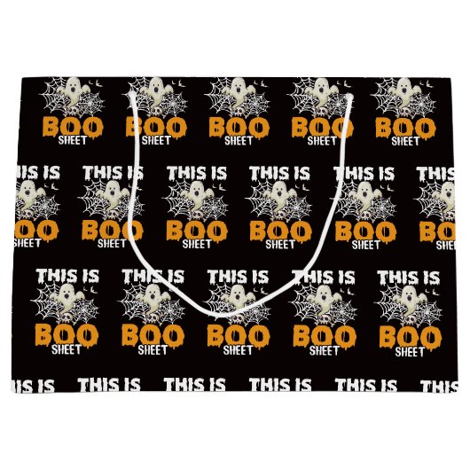 おもしろい幽霊ブーシートハロウィン ラージペーパーバッグ (正面)