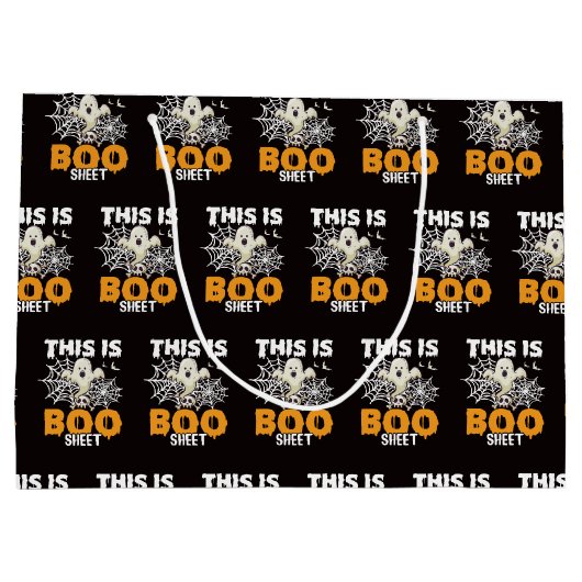 おもしろい幽霊ブーシートハロウィン ラージペーパーバッグ (裏面)