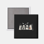 おもしろい幽霊ホールディングブラックキャットハロウィーン幽霊Ca マグネット (正面/裏面)