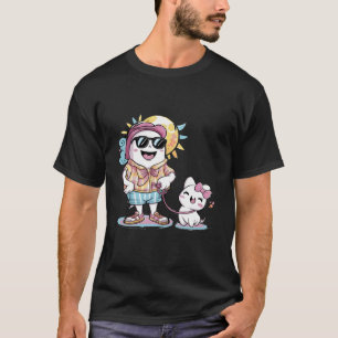 おもしろい幽霊夏歩く猫かわいいシ不気味ーズ Tシャツ