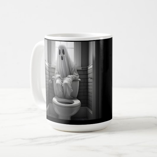 おもしろい幽霊座ってトイレ コーヒーマグカップ (正面左)