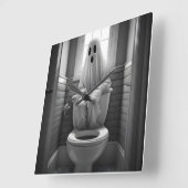 おもしろい幽霊座ってトイレ スクエア壁時計 (傾斜)