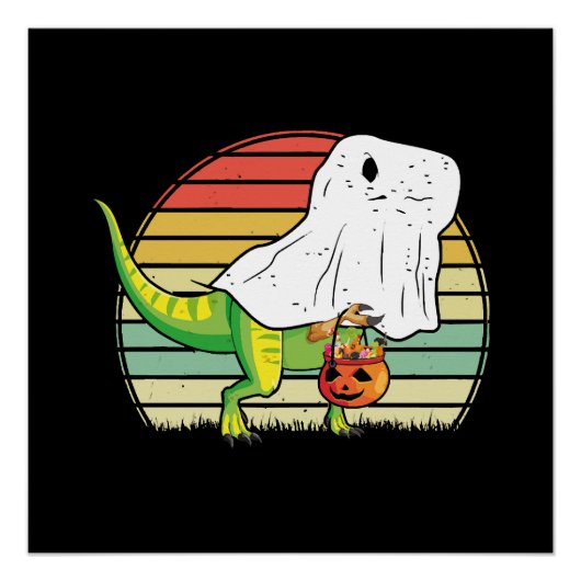 おもしろい幽霊恐竜ハロウィン ポスター (正面)