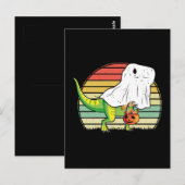 おもしろい幽霊恐竜ハロウィン ポストカード (正面/裏面)