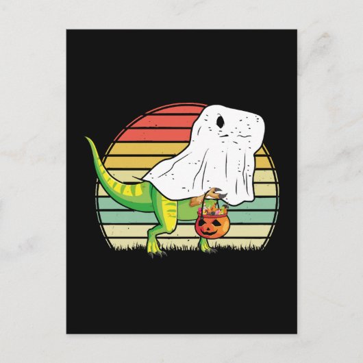 おもしろい幽霊恐竜ハロウィン ポストカード (正面)