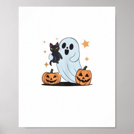 おもしろい幽霊持ち黒猫レイジーハロウィーンスポ ポスター (正面)
