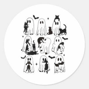 おもしろい幽霊持ち黒猫レイジーハロウィーンスポ ラウンドシール