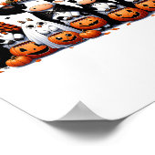 おもしろい幽霊牛ハロウィーン動物牛フクロウ不気味 ポスター (角)