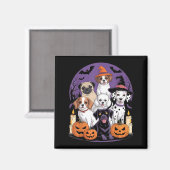 おもしろい幽霊犬のハロウィンTシャツ ハロウィン犬 マグネット (正面/裏面)