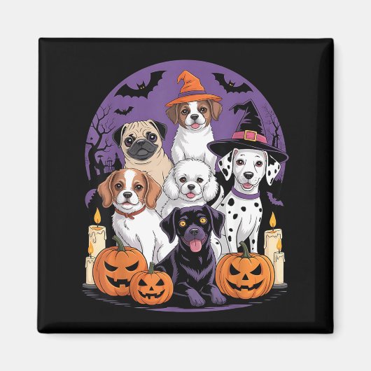 おもしろい幽霊犬のハロウィンTシャツ ハロウィン犬 マグネット (正面)