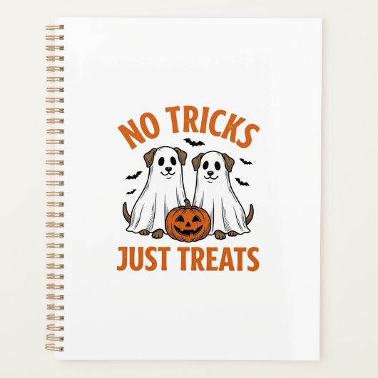 おもしろい幽霊犬ハロウィン お菓子をあげるだけデザイン プランナー手帳 (正面)