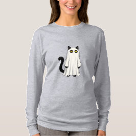 おもしろい幽霊猫のハロウィン 黒猫 コスチューム Tシャツ