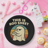 おもしろい幽霊「これがブーシート」レトロハロウィン ペーパープレート (パーティー)