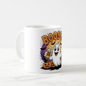 おもしろい幽霊「ブーシュ」ハロウィーンデザイン コーヒーマグカップ (正面左)