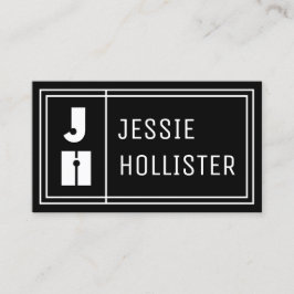 おもしろい幾何モダンイニシャルと名前 |黒 名刺