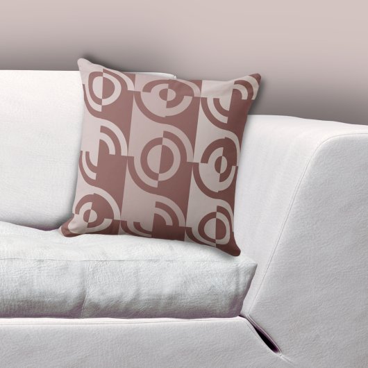 おもしろい幾何学的な円形フラグメント（茶色） クッション