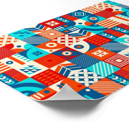 おもしろい幾何学的抽象芸術アート図形 ポスター (角)