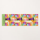 おもしろい幾何学的抽象芸術(オレンジ、緑、紫) ヨガマット (裏面(横))