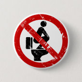 おもしろい座席⚠のタイの印の⚠の足無し 缶バッジ (正面)