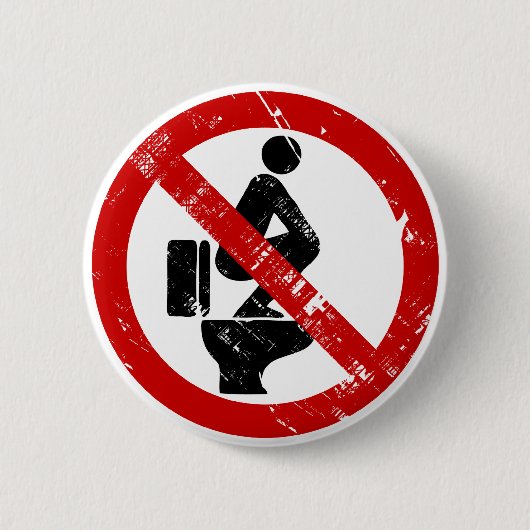 おもしろい座席⚠のタイの印の⚠の足無し 缶バッジ (正面)