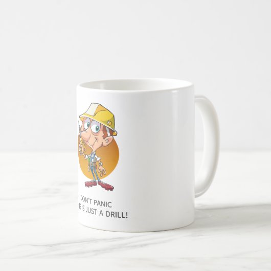 おもしろい建築の労働者の漫画はただのドリル コーヒーマグカップ (正面右)