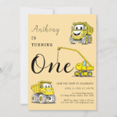 おもしろい建築トラック1st誕生日 招待状 (正面)