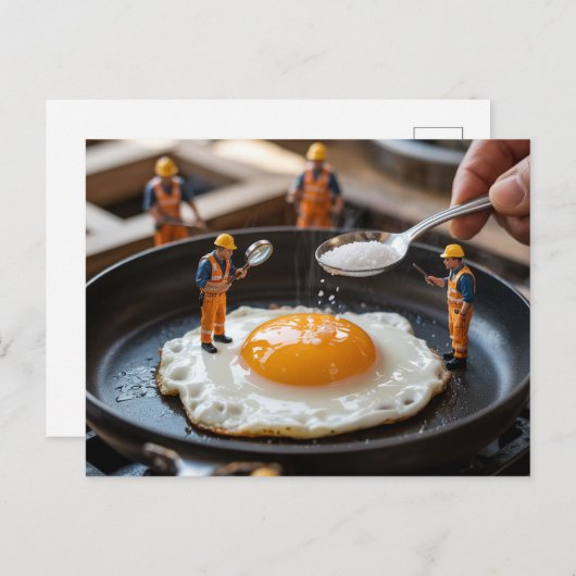 おもしろい建築労働者の卵定着 ポストカード (正面/裏面)