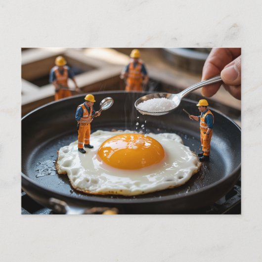 おもしろい建築労働者の卵定着 ポストカード (正面)